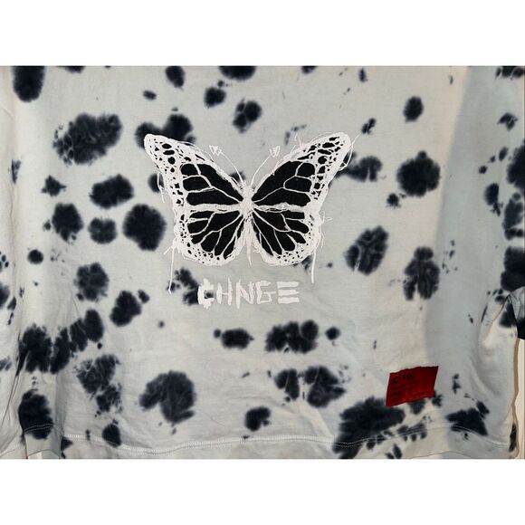 CHNGE Butterfly Tie-Dye Short-Sleeve Crop Top – Women’s Size Large - Picture 2 of 10